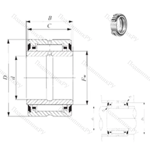 Подшипник игольчатый радиальный BRI 102216 UU