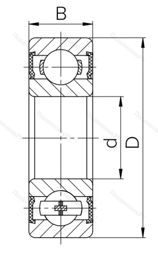 Миниатюрный шариковый подшипник 180017 (607 2RS) в Сочи