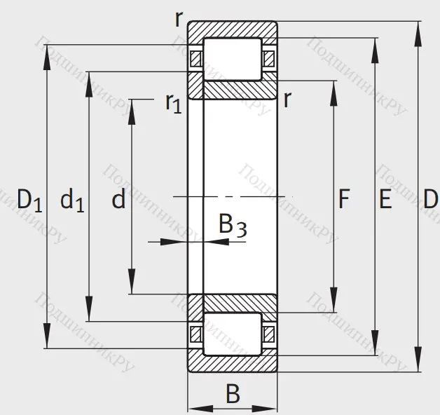 Роликовый цилиндрический подшипник NUP 2209 E XL TVP 2