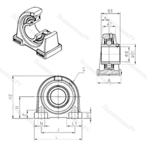Подшипниковый узел шариковый радиальный UCPA 211 от производителя  SNR