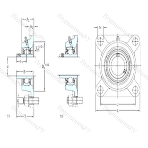 Подшипниковый узел шариковый радиальный FY 1.3/4 RM