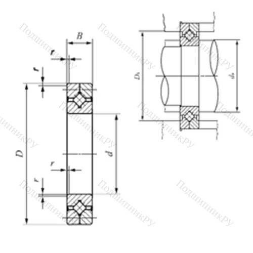 Подшипник роликовый упорно-радиальный с четырехточечным контактом CRB 6013 UU