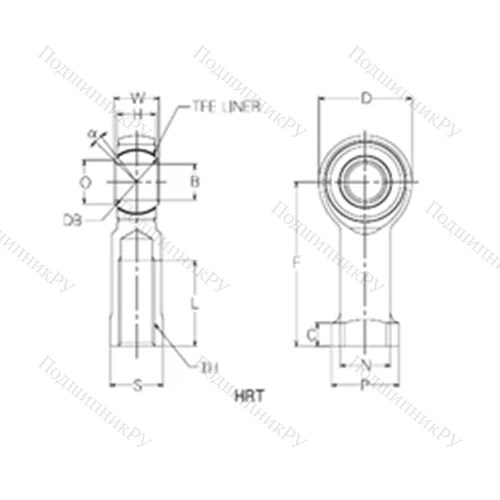 Подшипник скольжения сферический HRT 12 от производителя  NMB