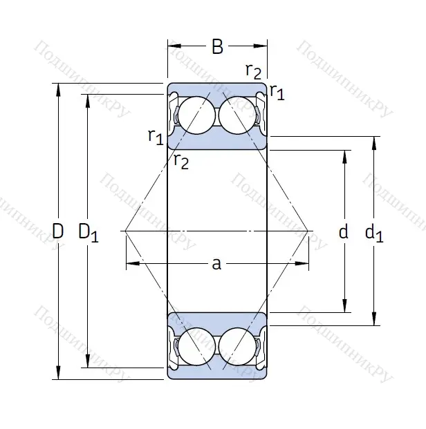 Двухрядный шариковый подшипник 3307 A 2Z/C 3MT 33 от производителя  SKF