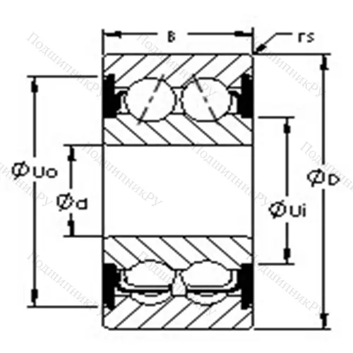 Подшипники шариковые радиально-упорные двухрядные 5205-2RS от производителя  AST