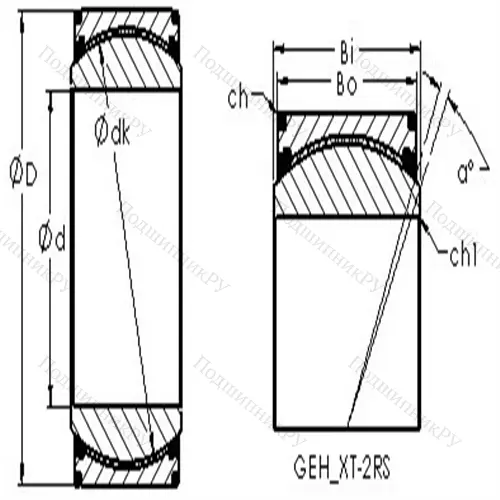 Подшипник скольжения сферический GEH 110XT-2RS