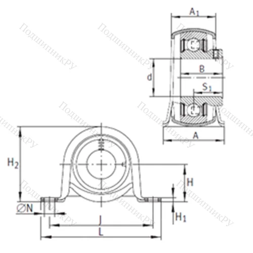 Подшипниковый узел шариковый радиальный PBY 17