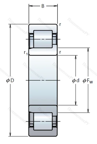 Роликовый цилиндрический подшипник NJ 220 W от производителя  NSK