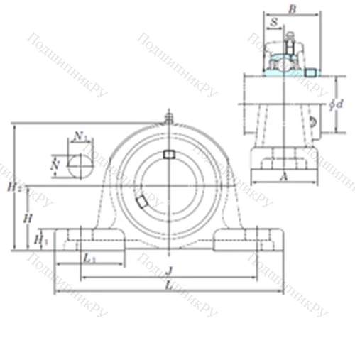 Подшипниковый узел шариковый радиальный UCP 320-64