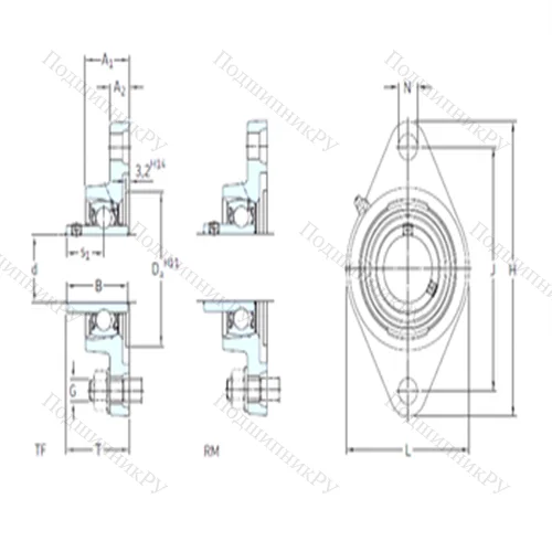 Подшипниковый узел шариковый радиальный FYT 1.1/2 FM