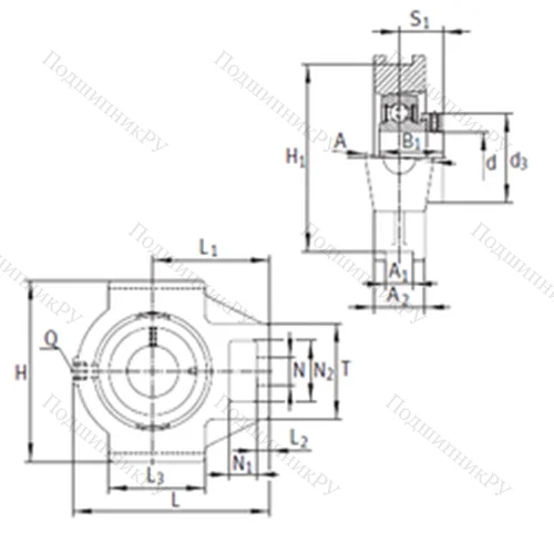Подшипниковый узел шариковый радиальный PTUE 55