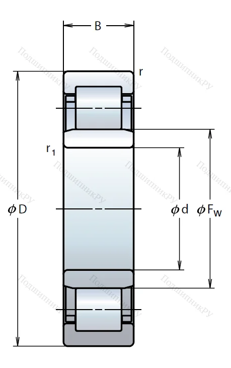 Роликовый цилиндрический подшипник NU 311 W от производителя  NSK