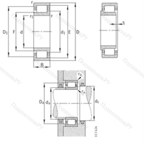 Подшипник роликовый радиальный NJ 336-E-M 1
