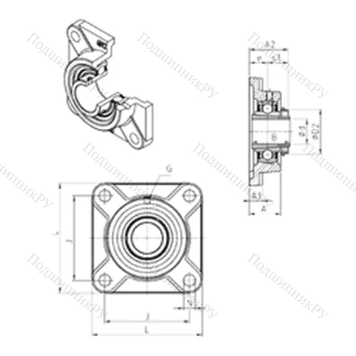 Подшипниковый узел шариковый радиальный UKF 210H