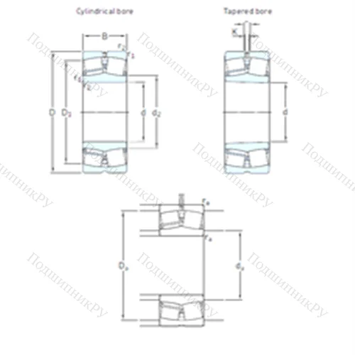 Подшипник роликовый радиальный самоцентрирующийся E 2.22210K от производителя  SKF