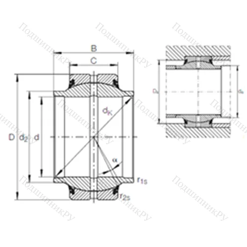 Подшипник скольжения сферический GE 20 HO-2RS