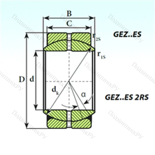 Подшипник скольжения сферический GEZ 114 ES от производителя  ISB