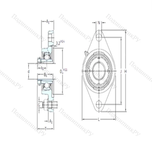 Подшипниковый узел шариковый радиальный FYTJ 45 KF+HE 2309