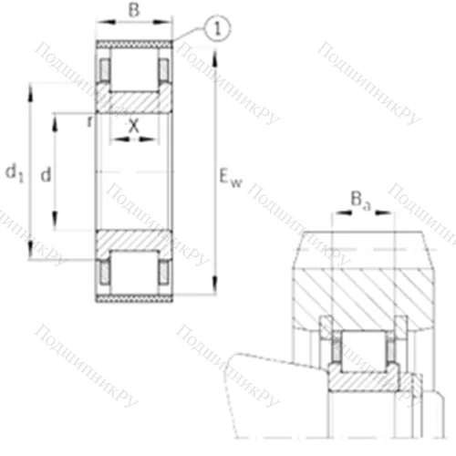 Подшипник роликовый радиальный RN 312-E-MPBX от производителя  FAG