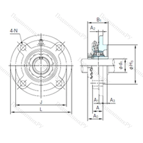 Подшипниковый узел шариковый радиальный UKFC 209+H 2309