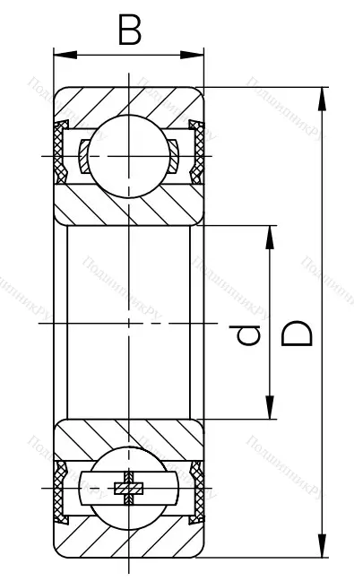 Шариковый однорядный подшипник 1000806 2RS (6806 2RS)