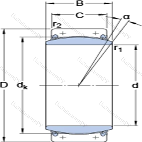 Радиальные сферические подшипники скольжения с контактными поверхностями сталь/сталь, требующие техобслуживания GEC 710 TXA-2RS