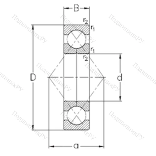 Подшипник шариковый радиально-упорный с четырёхточечным QJ 309-MPA