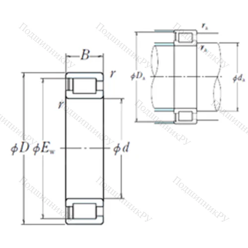 Подшипник роликовый радиальный NCF 1838V от производителя  NSK Подшипник роликовый радиальный NCF 1838V от производителя  NSK