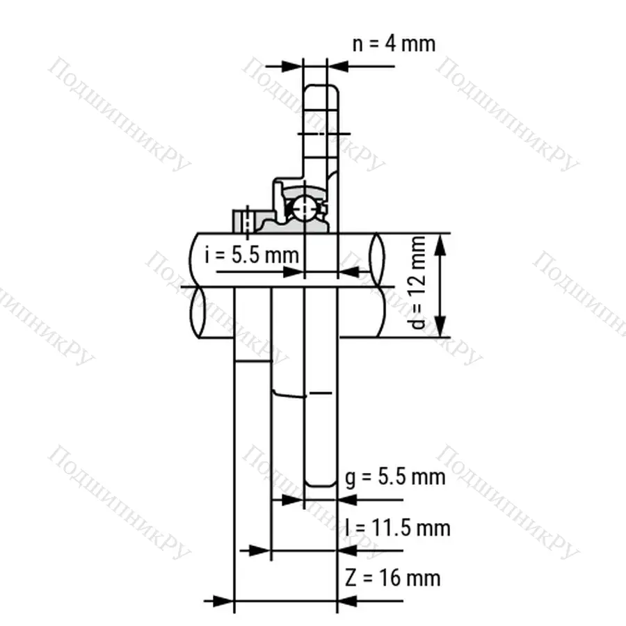 Подшипниковый узел SS KFL 001 ST - Вал: 12 мм