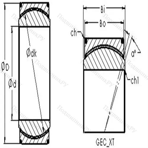 Подшипник скольжения сферический GEH 120XT