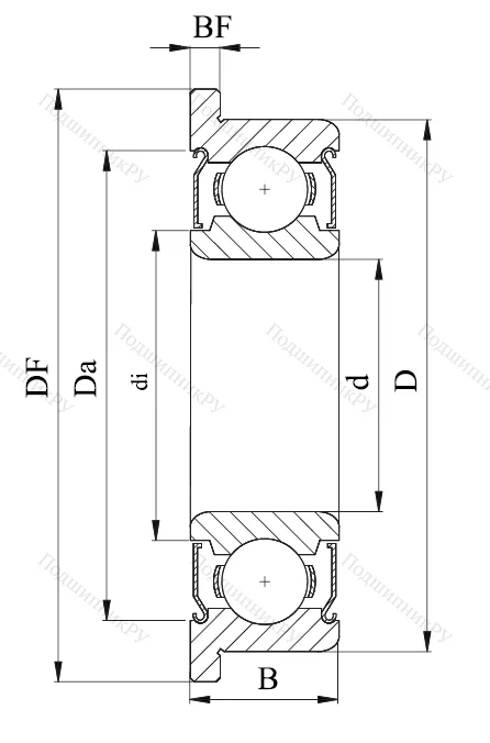 Однорядный шариковый подшипник F 696 ZZ от производителя  EZO