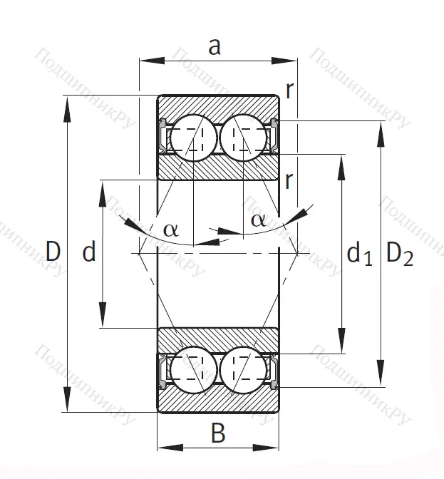 Двухрядный шариковый подшипник 3800 2RS