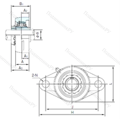 Подшипниковый узел шариковый радиальный UKFLX 09+H 2309