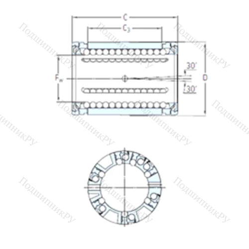 Подшипник шариковый линейный LBCD 30 A