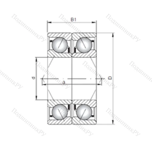 Подшипник шариковый радиально-упорный 7006 ADB от производителя  ISO