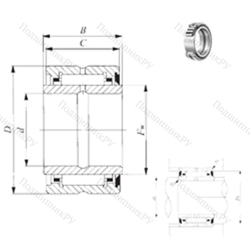Подшипник игольчатый радиальный BRI 82016 U