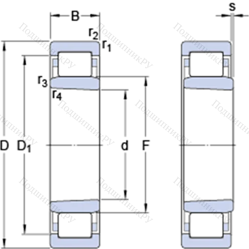 Однорядные цилиндрические роликоподшипники NU 208 ECKP