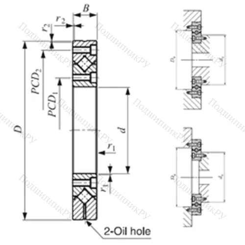 Подшипник роликовый упорно-радиальный с четырехточечным контактом CRBF 8022 A UU