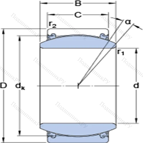 Радиальные сферические подшипники скольжения с контактными поверхностями сталь/сталь, требующие техобслуживания GEZ 100 TXE-2LS