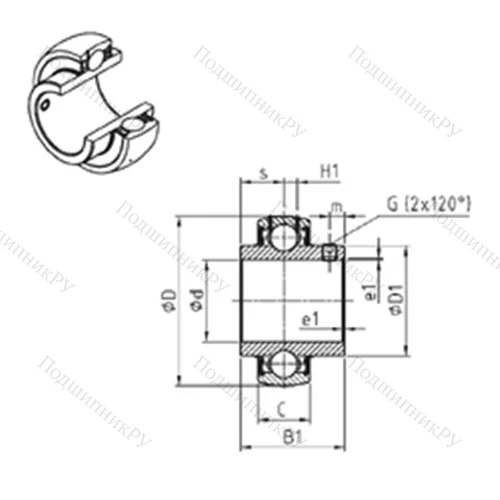 Подшипник шариковый радиальный UC 207-22 от производителя  SNR