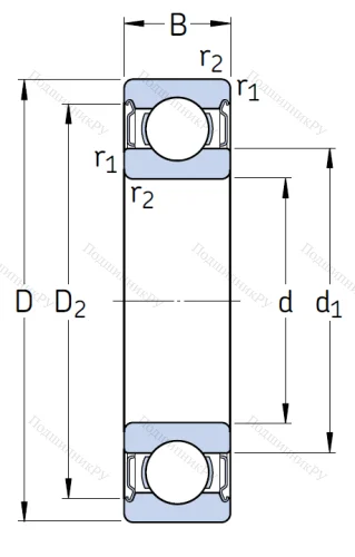 Однорядный шариковый подшипник 6012 2Z/C 3 от производителя  SKF Однорядный шариковый подшипник 6012 2Z/C 3 от производителя  SKF