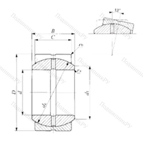 Подшипник скольжения сферический SBB 64 от производителя  IKO Подшипник скольжения сферический SBB 64 от производителя  IKO