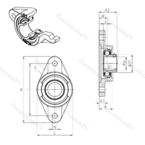 Подшипниковый узел шариковый радиальный USFL 201