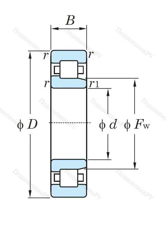 Роликовый цилиндрический подшипник NJ 306
