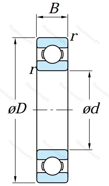 Однорядный шариковый подшипник 16021-1