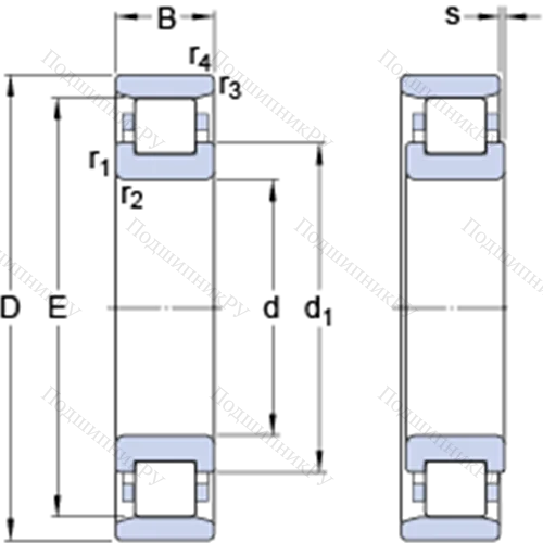 Однорядные цилиндрические роликоподшипники N 2207 ECM