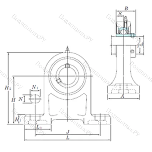 Подшипниковый узел шариковый радиальный UCPH 206-19
