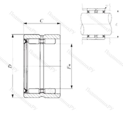 Подшипник игольчатый радиальный GBR 405228 U