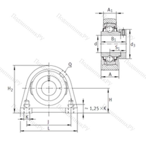Подшипниковый узел шариковый радиальный RSHE 60-N