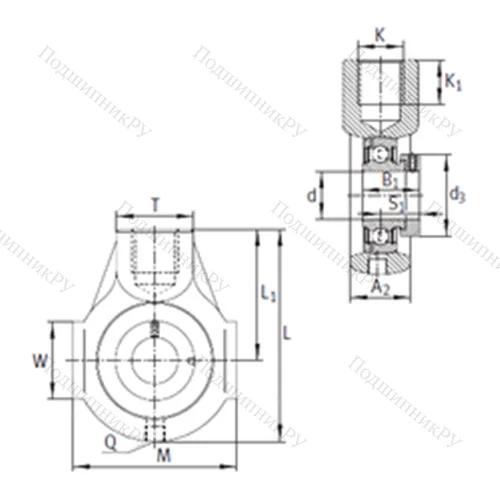 Подшипниковый узел шариковый радиальный PHE 30